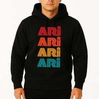 Ari Name Retro Given Name Colorful Inline Font Hoodie