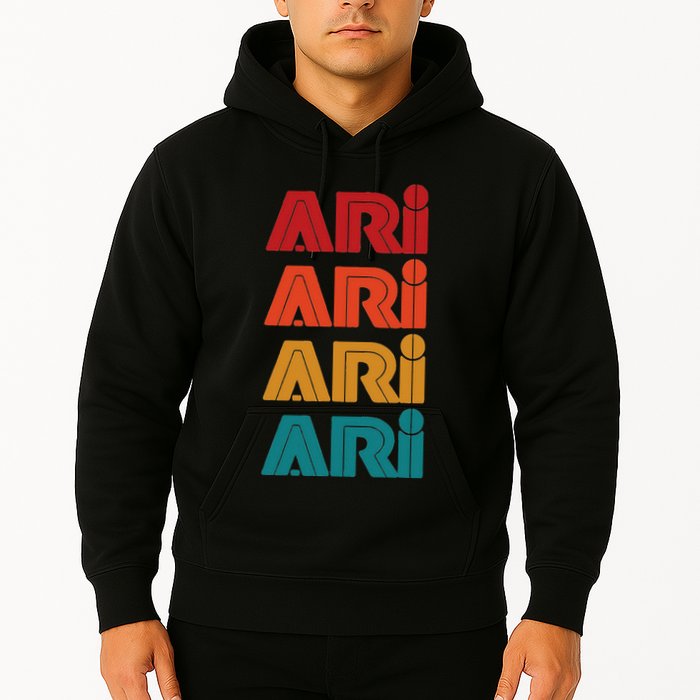 Ari Name Retro Given Name Colorful Inline Font Hoodie