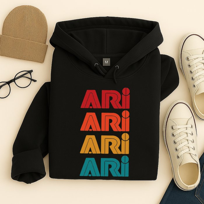 Ari Name Retro Given Name Colorful Inline Font Hoodie
