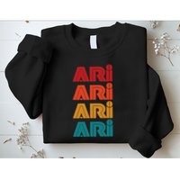 Ari Name Retro Given Name Colorful Inline Font Sweatshirt