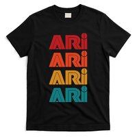 Ari Name Retro Given Name Colorful Inline Font T-Shirt