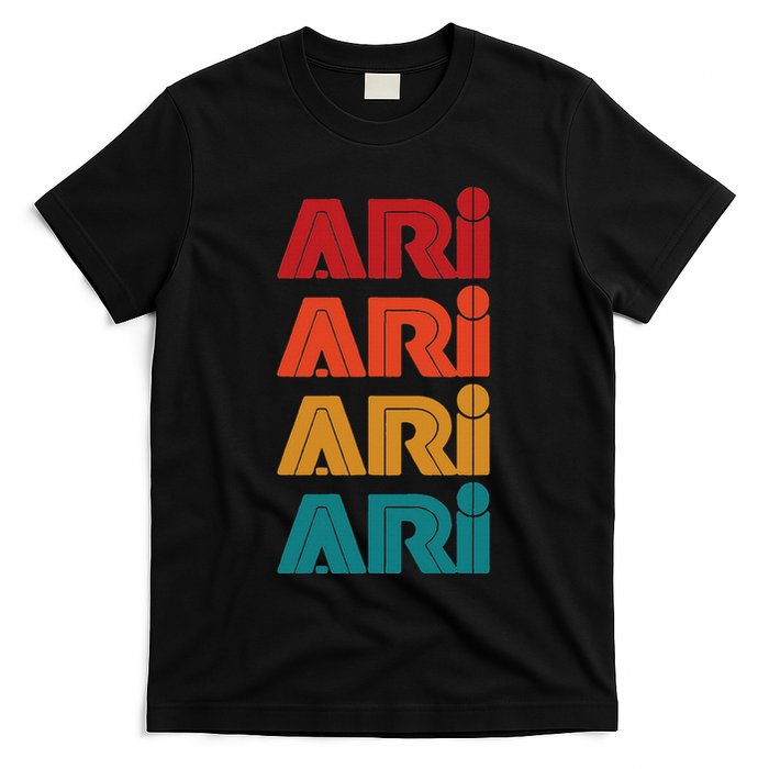 Ari Name Retro Given Name Colorful Inline Font T-Shirt