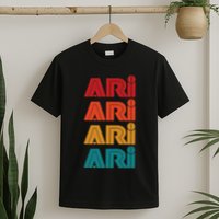 Ari Name Retro Given Name Colorful Inline Font T-Shirt