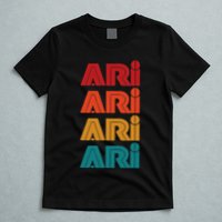 Ari Name Retro Given Name Colorful Inline Font T-Shirt
