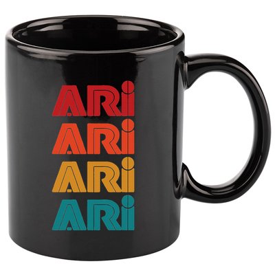 Ari Name Retro Given Name Colorful Inline Font 11oz C Handle Ceramic Mug