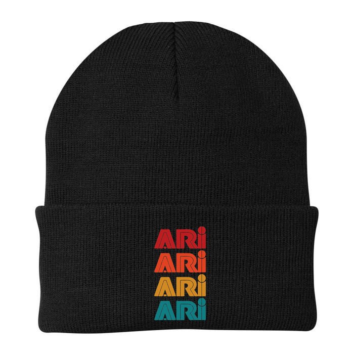 Ari Name Retro Given Name Colorful Inline Font Knit Cap Winter Beanie