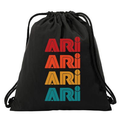 Ari Name Retro Given Name Colorful Inline Font Drawstring Bag