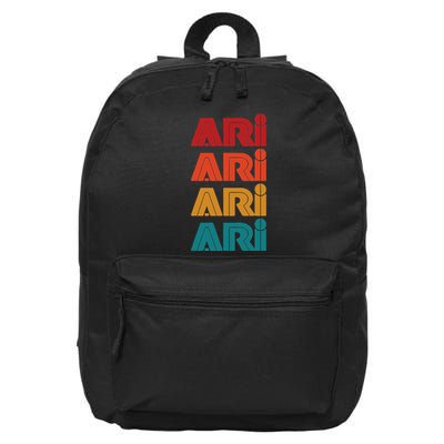 Ari Name Retro Given Name Colorful Inline Font 16 in Basic Backpack