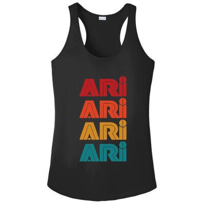 Ari Name Retro Given Name Colorful Inline Font Ladies PosiCharge Competitor Racerback Tank