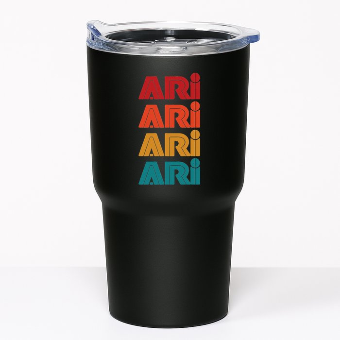 Ari Name Retro Given Name Colorful Inline Font Tumbler