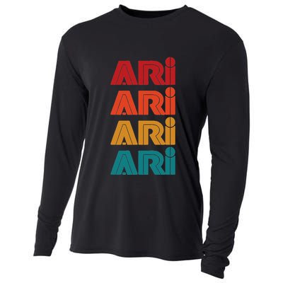 Ari Name Retro Given Name Colorful Inline Font Cooling Performance Long Sleeve Crew