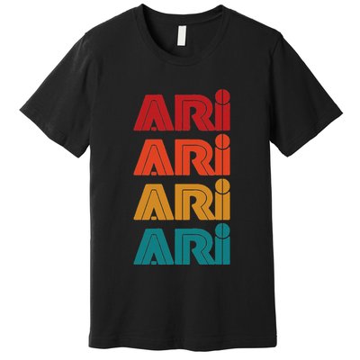 Ari Name Retro Given Name Colorful Inline Font Premium T-Shirt
