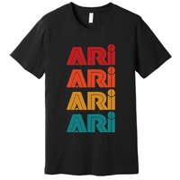 Ari Name Retro Given Name Colorful Inline Font Premium T-Shirt