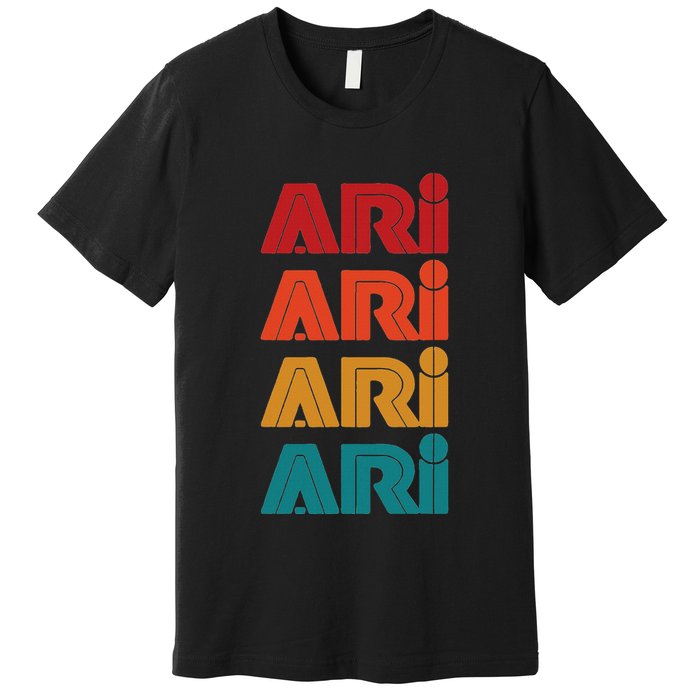 Ari Name Retro Given Name Colorful Inline Font Premium T-Shirt