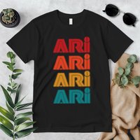 Ari Name Retro Given Name Colorful Inline Font Premium T-Shirt