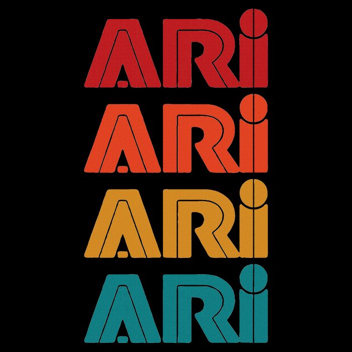 Ari Name Retro Given Name Colorful Inline Font Premium T-Shirt