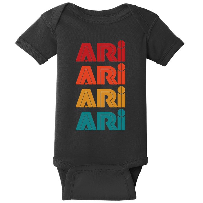 Ari Name Retro Given Name Colorful Inline Font Baby Bodysuit