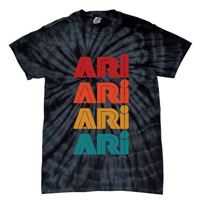 Ari Name Retro Given Name Colorful Inline Font Tie-Dye T-Shirt