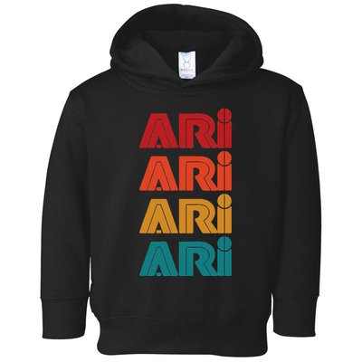 Ari Name Retro Given Name Colorful Inline Font Toddler Hoodie