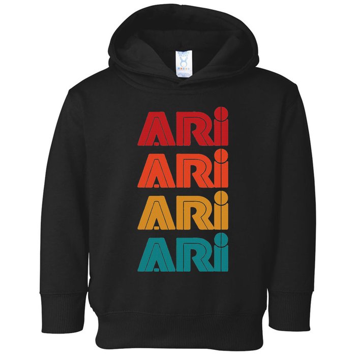 Ari Name Retro Given Name Colorful Inline Font Toddler Hoodie