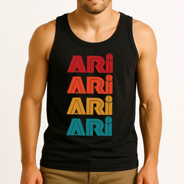 Ari Name Retro Given Name Colorful Inline Font Tank Top