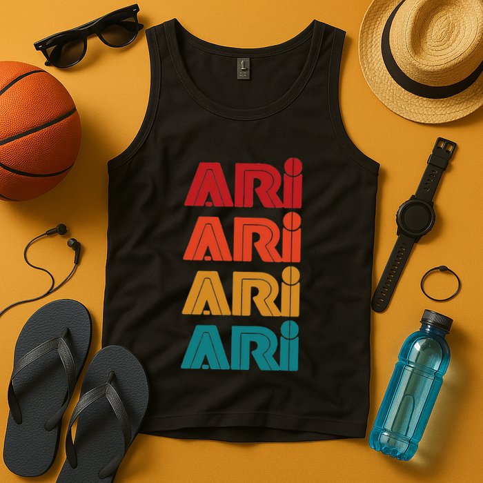 Ari Name Retro Given Name Colorful Inline Font Tank Top