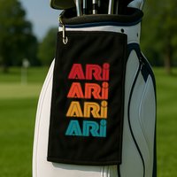Ari Name Retro Given Name Colorful Inline Font Golf Towel