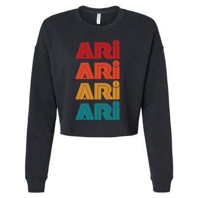 Ari Name Retro Given Name Colorful Inline Font Cropped Pullover Crew
