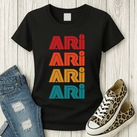 Ari Name Retro Given Name Colorful Inline Font Womens T-Shirt