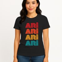 Ari Name Retro Given Name Colorful Inline Font Womens T-Shirt