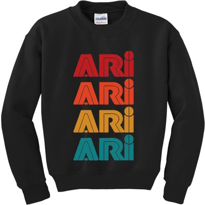 Ari Name Retro Given Name Colorful Inline Font Kids Sweatshirt
