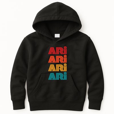 Ari Name Retro Given Name Colorful Inline Font Kids Hoodie