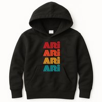 Ari Name Retro Given Name Colorful Inline Font Kids Hoodie