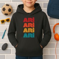 Ari Name Retro Given Name Colorful Inline Font Kids Hoodie