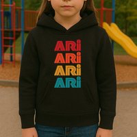 Ari Name Retro Given Name Colorful Inline Font Kids Hoodie