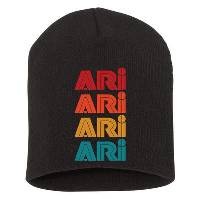 Ari Name Retro Given Name Colorful Inline Font Short Acrylic Beanie