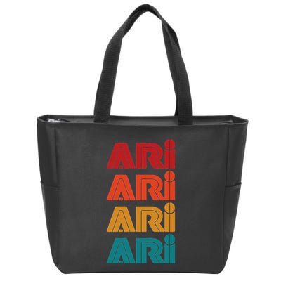 Ari Name Retro Given Name Colorful Inline Font Zip Tote Bag