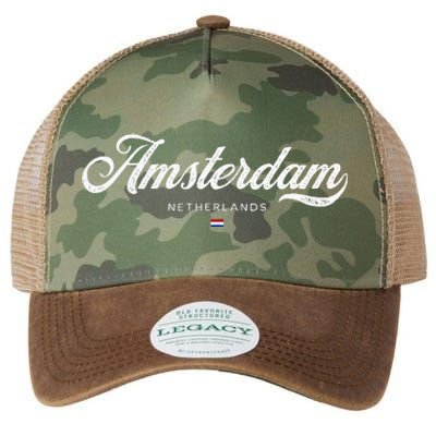 Amsterdam Netherlands Retro Vintage Legacy Tie Dye Trucker Hat