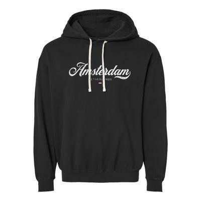 Amsterdam Netherlands Retro Vintage Garment-Dyed Fleece Hoodie