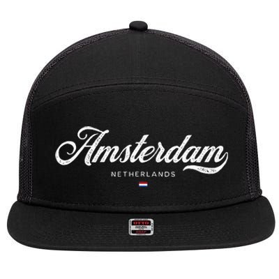 Amsterdam Netherlands Retro Vintage 7 Panel Mesh Trucker Snapback Hat