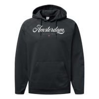 Amsterdam Netherlands Retro Vintage Performance Fleece Hoodie