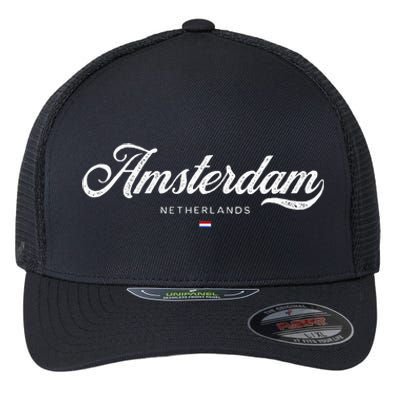 Amsterdam Netherlands Retro Vintage Flexfit Unipanel Trucker Cap