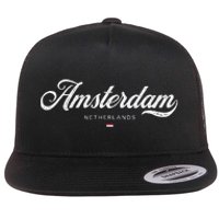 Amsterdam Netherlands Retro Vintage Flat Bill Trucker Hat