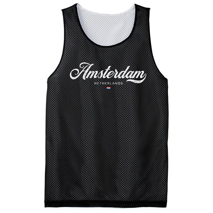 Amsterdam Netherlands Retro Vintage Mesh Reversible Basketball Jersey Tank