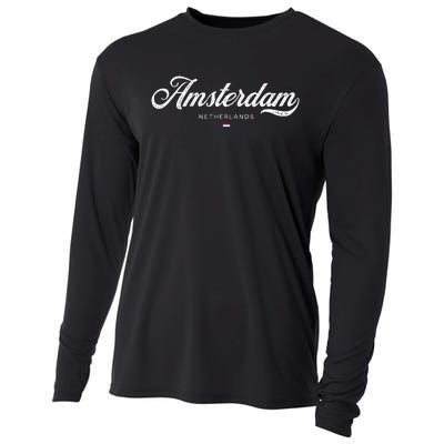 Amsterdam Netherlands Retro Vintage Cooling Performance Long Sleeve Crew