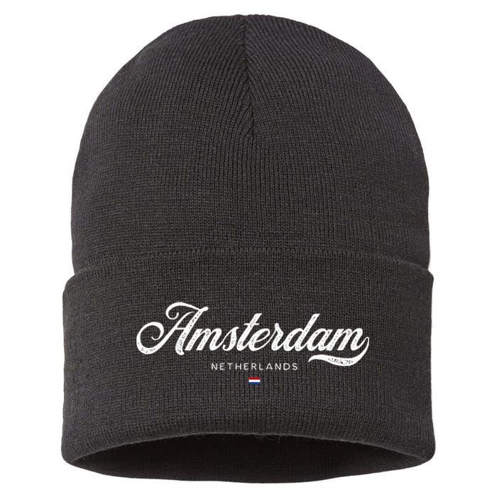 Amsterdam Netherlands Retro Vintage Sustainable Knit Beanie