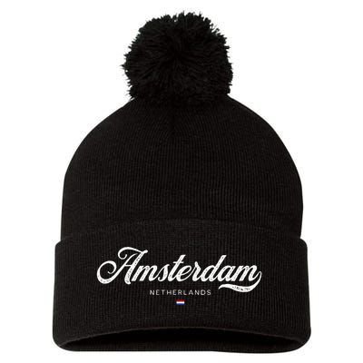 Amsterdam Netherlands Retro Vintage Pom Pom 12in Knit Beanie