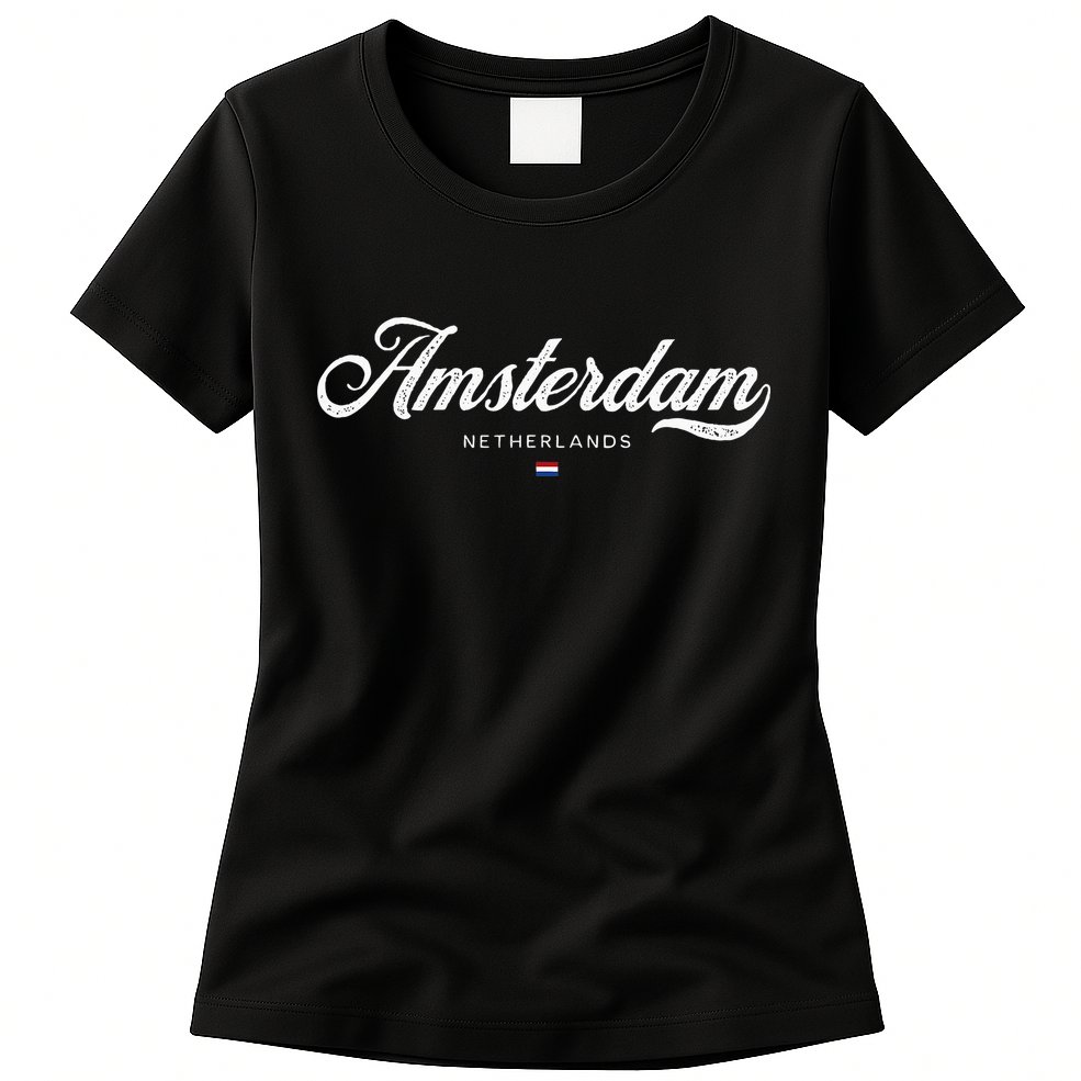 Amsterdam Netherlands Retro Vintage Womens T-Shirt