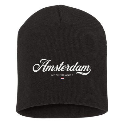 Amsterdam Netherlands Retro Vintage Short Acrylic Beanie