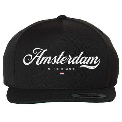 Amsterdam Netherlands Retro Vintage Wool Snapback Cap